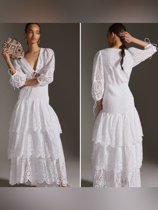 Significant Other Dresses & Skirts - Women's White Eyelet Tiered Maxi Dress by